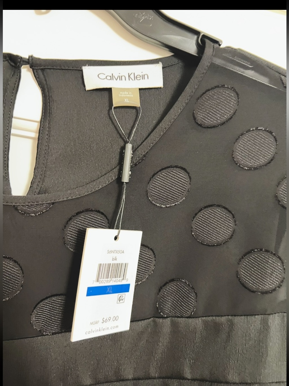 Calvin Klein Black Polka Dot Sheer Sleeve Blouse - Picture 5 of 9
